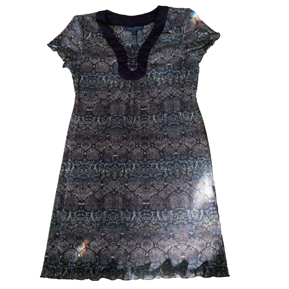CONNECTED BROWN DOUBLE "0" RING SHORT SLEEVE DRESS DRESS SIZE 8P (PETITE)-EUC
